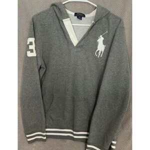 Polo Ralph Lauren Hoodie Gray Big Pony Rugby #3 Kid Size XL 18-20